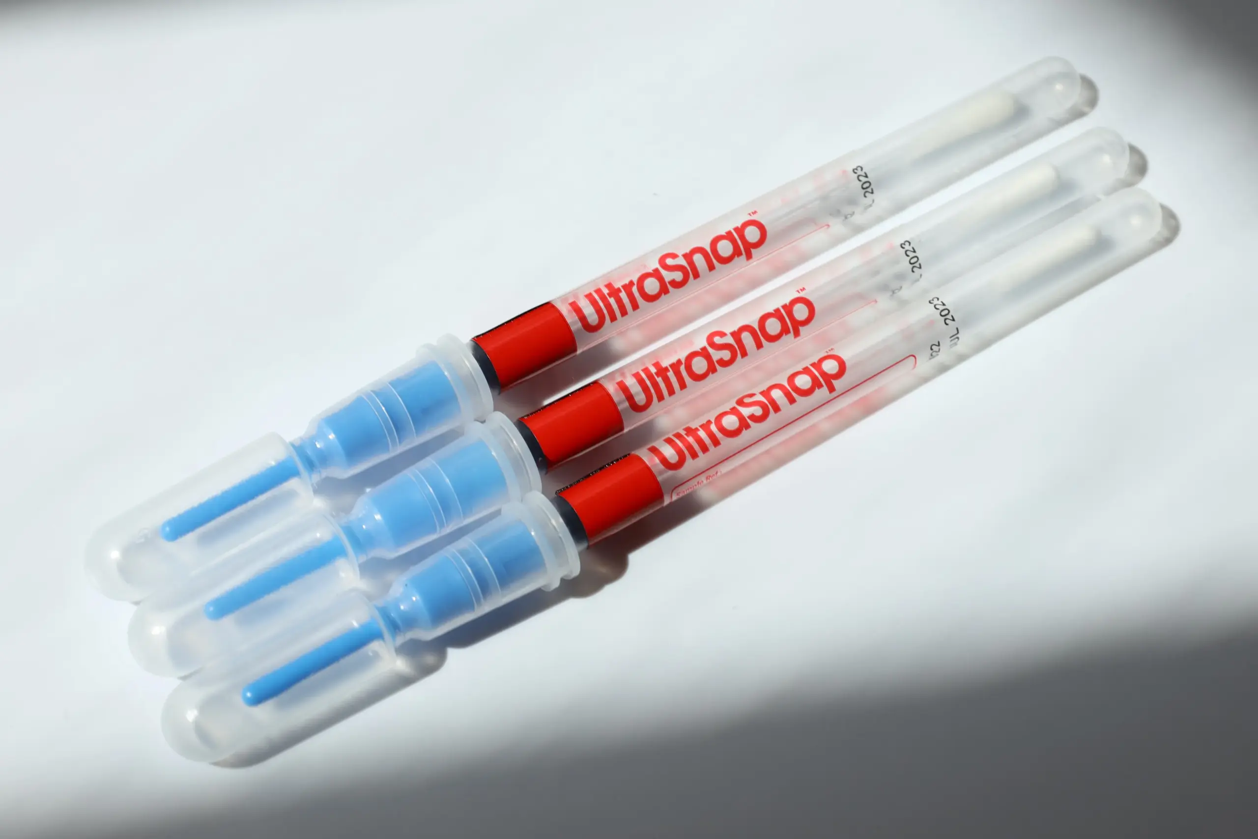 three red ultrasnap swabs