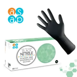 500 Extra Thick Extended Black Nitrile PF Exam Gloves