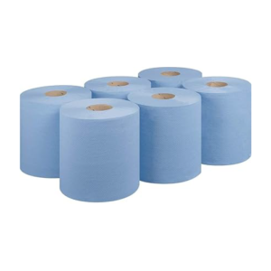 6 Pack of 2-Ply Blue Centre Feed Roll